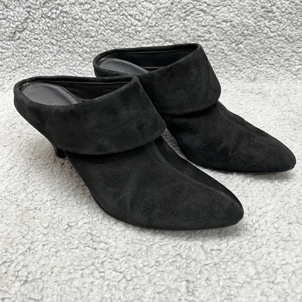 Liz Claiborne Cindy Shoes Womens 6.5 Suede Leather‎ Heels Black Slip On Corpcore